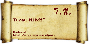 Turay Niké névjegykártya